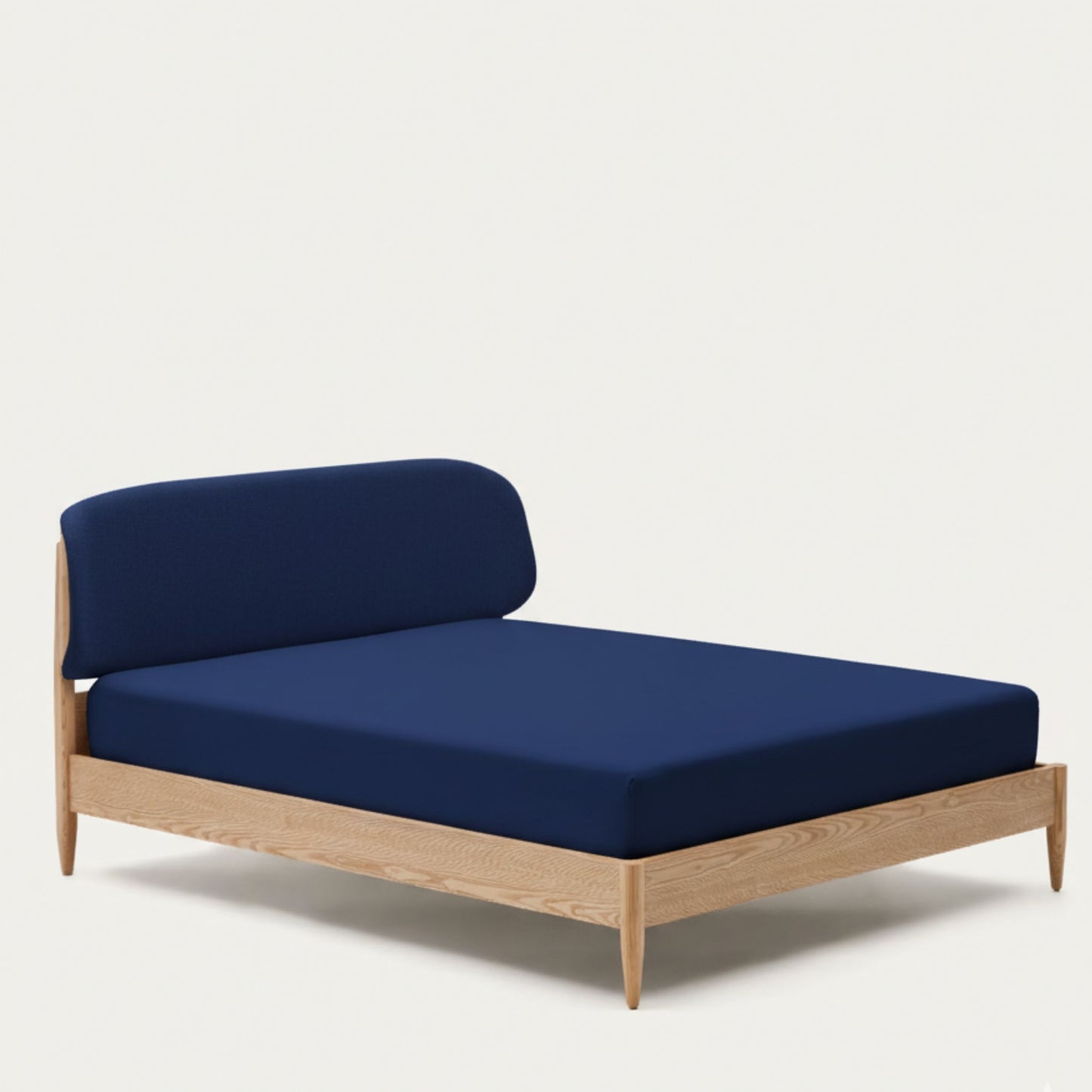 AR4HandsFurniture Serenity ash wood platform bed showing clean side profile, minimalist design, and sturdy frame construction.