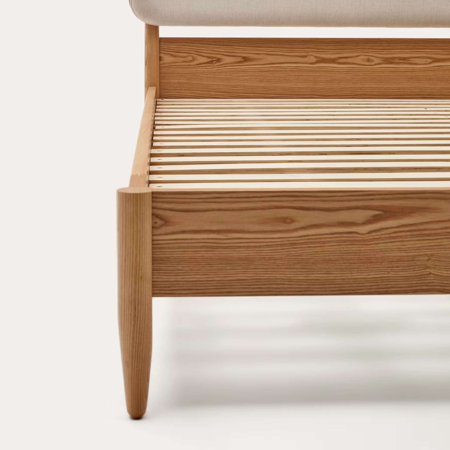 AR4HandsFurniture Serenity ash wood platform bed showing clean profile and large, sturdy King frame construction.