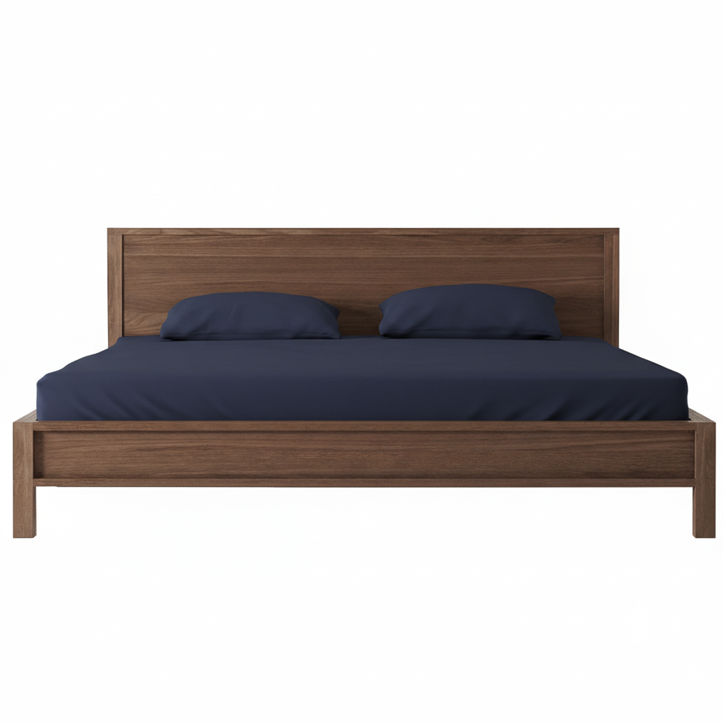 KASHITeakPlatformBed Full picture of the simple, clean platform look bed.