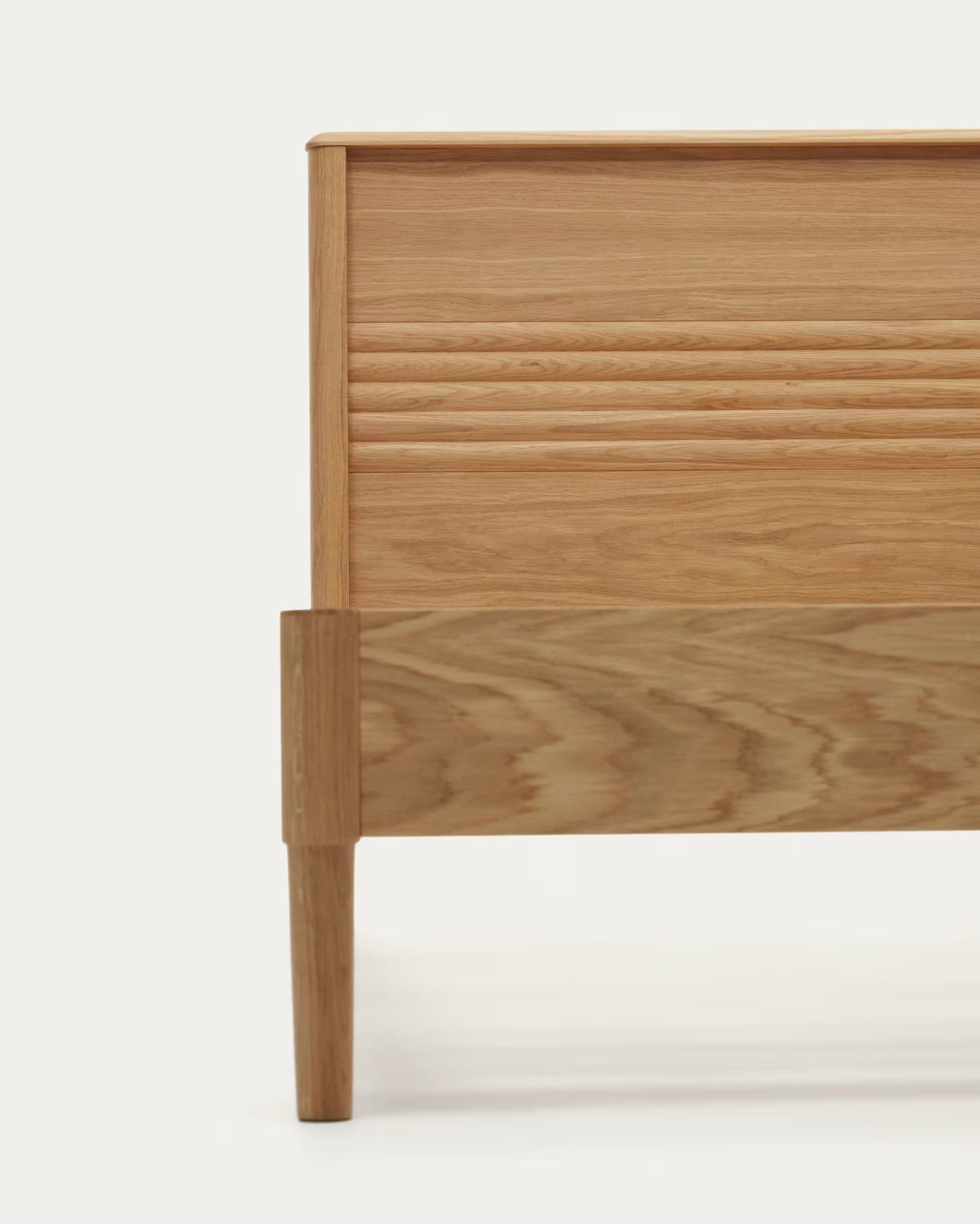 Detailed polish texture on the wooden frame of Arisha Bed