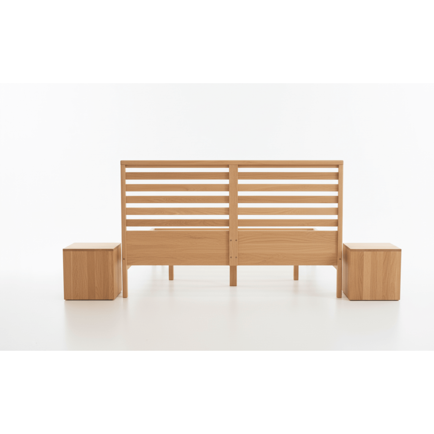 Back View of SEHRA Solid Ash Slatted Headboard Showing Wood Grain