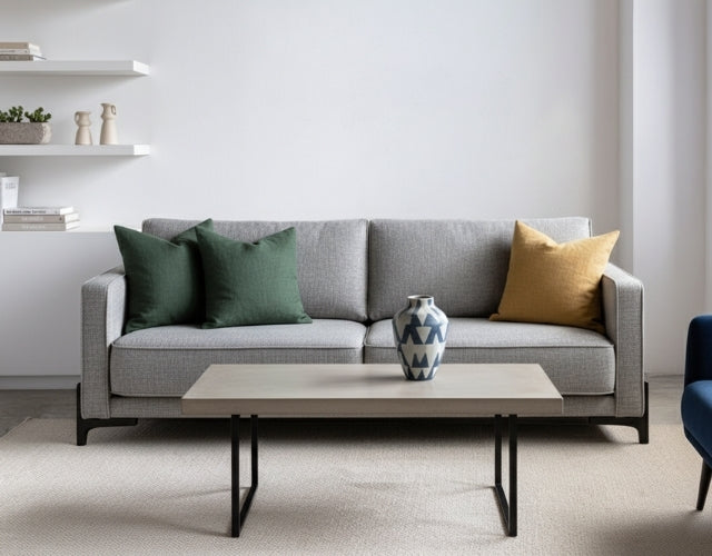 Final Minimalist 3 Seater Sofa Design in a Lahore apartment setting