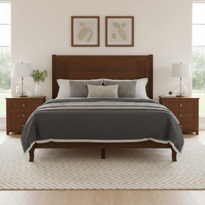 Bona Solid Wood Bed with an elegant, graceful headboard.
