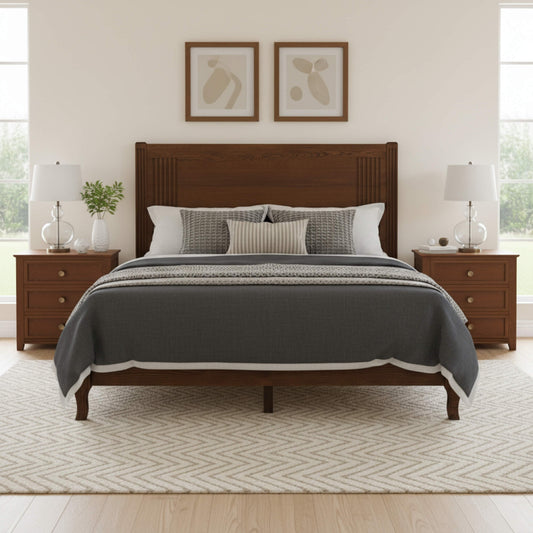 Bona Solid Wood Bed with an elegant, graceful headboard.
