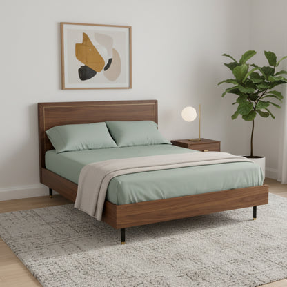 AR4HandsFurniture Nukta Platform Bed with Walnut finish - Mid-Century Modern style