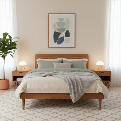 Cozy Bedroom Setting with KAYA Low-Profile Simple Wooden Bed in Lahore