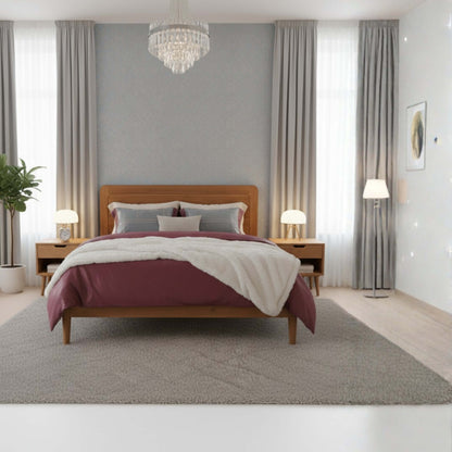 View showing ideal mattress height on KAYA Solid Teak Platform Bed