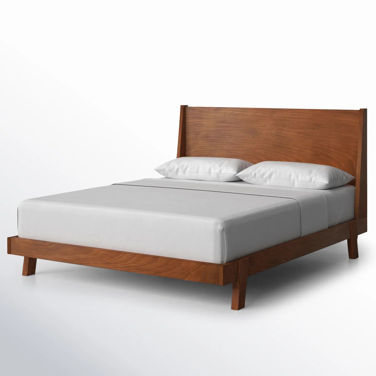 "Side view of The Juno Panel Bed, showcasing its clean lines and simple, elegant silhouette."