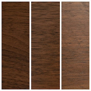 TheLegacyPanelBed Three panels of dark brown wood with a wenge finish.